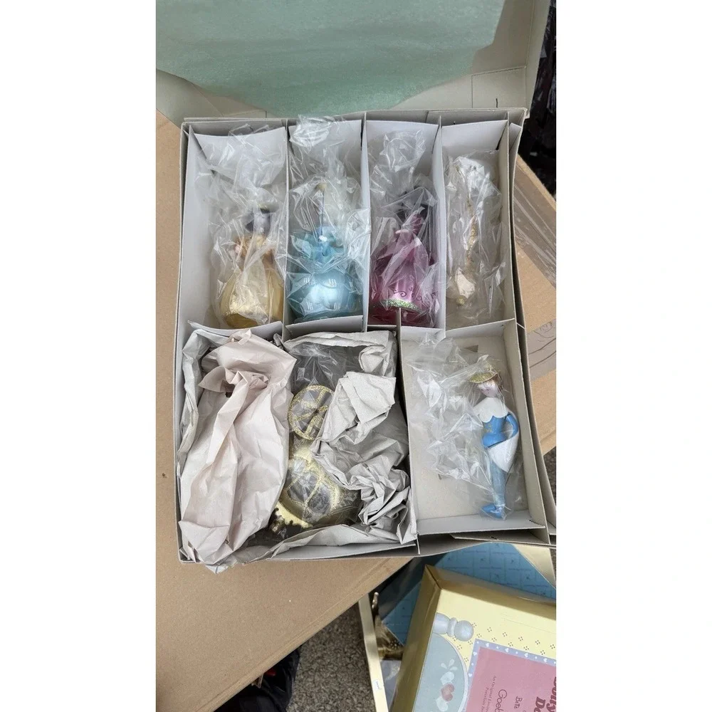 De Carlini Rare Italian Glass Christmas Ornament Set 7 Pc‎ w/ Box